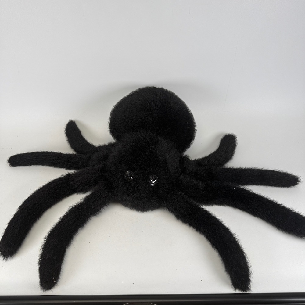Cynthia Rowley Curious Black Faux Fur Plush Spider Sequin Eyes Halloween Decor